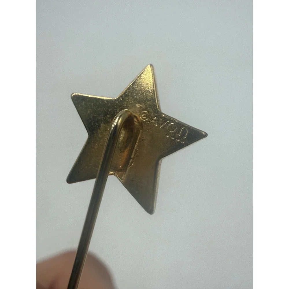 Vintage Avon Gold Tone Star Rhinestone Initial SB Stick Pin Lapel Hat Pin